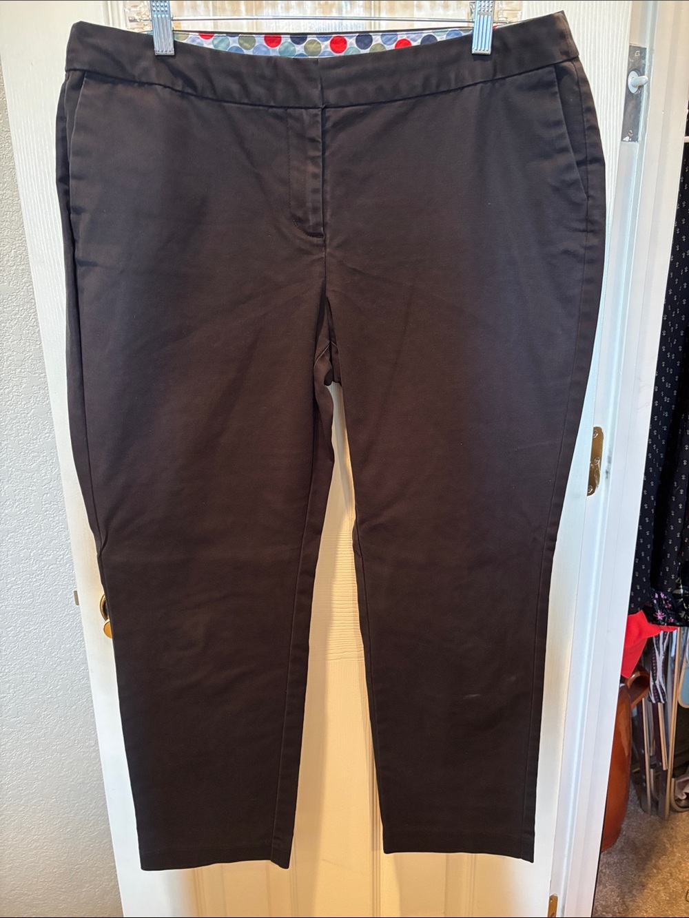 Boden Richmond Cropped Trousers Black Polka Dot Waistband Pants size 12L